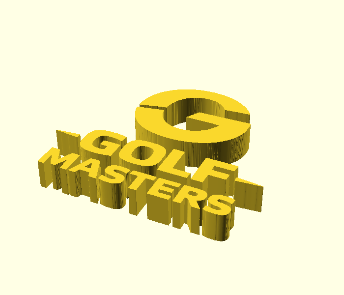 The GOLF MASTERS logo as raised 3D relief